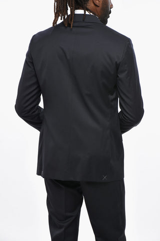 Two-Button Virgin Wool Suit with Double Vents and Flap Pockets