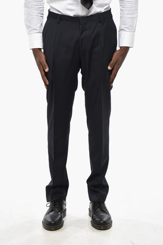 Two-Button Virgin Wool Suit with Double Vents and Flap Pockets