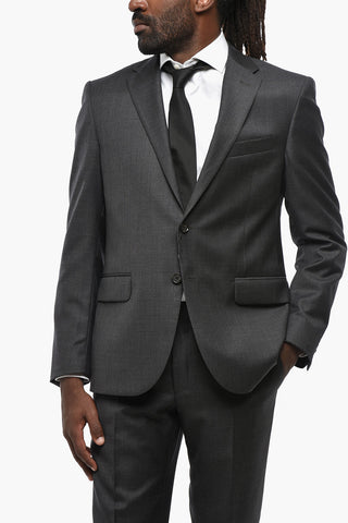 CC COLLECTION Virgin Wool Flap Pockets 2-Buttons Suit