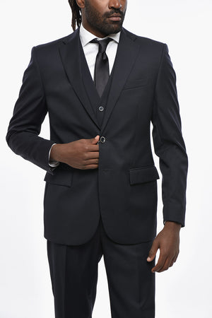 Virgin Wool Three-Piece Suit with Waistcoat and Classic Lapel