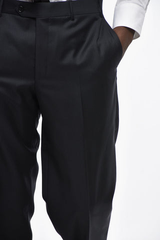 두 버튼 버진 울 스트라이프 수트 클래식 노치 라펠