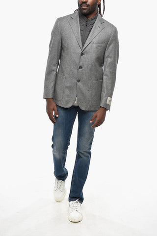 CC COLLECTION Blazer in Lana Vergine con Chest Piece Removibile