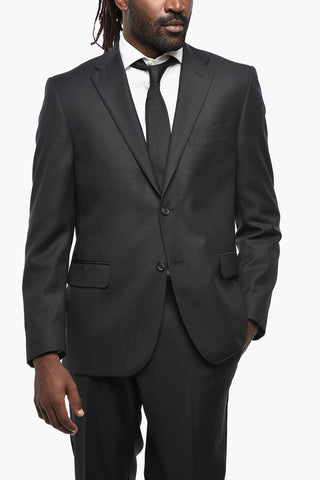 CC COLLECTION Virgin Wool Side Vents Notch Lapel 2-Button Suit