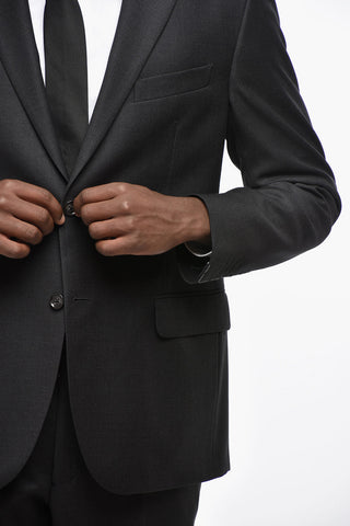CC COLLECTION Virgin Wool Side Vents Notch Lapel 2-Button Suit