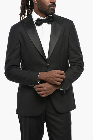 Virgin Wool Side Vents Peak Lapel CERIMONIA 2-Button Suit