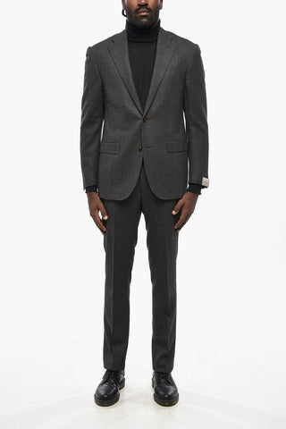 Virgin Wool Suit with Geometric Motif