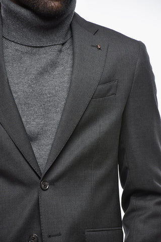 CC COLLECTION Virgin Wool Bird's Eye Suit with Classic Notch Lapel