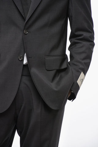 CC COLLECTION 슬림 핏 순모 스트레치 수트