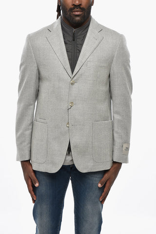 CC COLLECTION 3-Pocketed Wool Blend Blazer with Removable Chest Piece