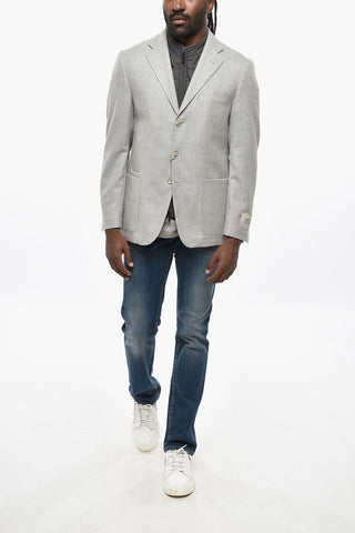 CC COLLECTION 3-Pocketed Wool Blend Blazer with Removable Chest Piece