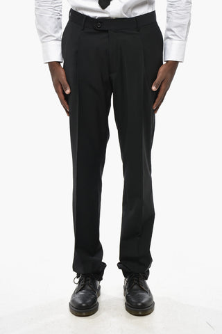 CC COLLECTION Double-breasted Stretch Wool Suit with Peak Lapel