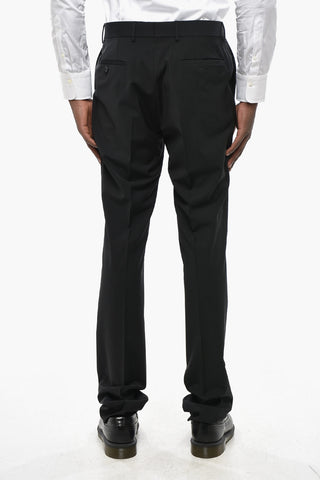 CC COLLECTION Double-breasted Stretch Wool Suit with Peak Lapel