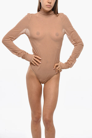 Mesh-Body mit hohem Stehkragen und Cut-Outs