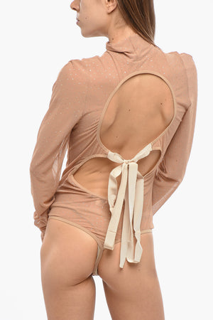 Mesh-Body mit hohem Stehkragen und Cut-Outs