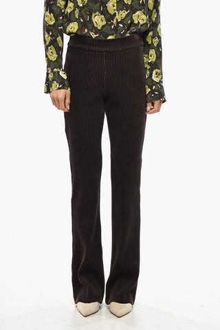 Bootcut-Hose aus geripptem Velours mit Elastikbund