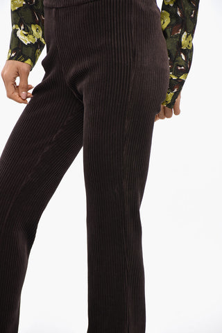 Bootcut-Hose aus geripptem Velours mit Elastikbund