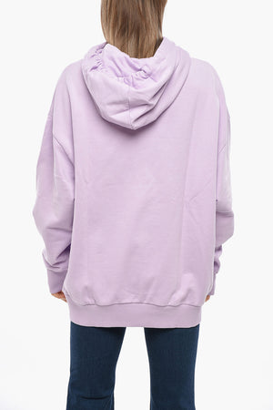 Felpa Hoodie in Cotone con Motivo Iconico in Velluto