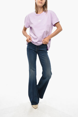 Oversized Crewneck T-Shirt with Velvet Motif