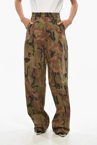 Stretch Cotton AXEL Mom Fit Pants with Camouflage Pattern