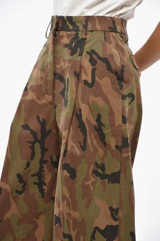Stretch Cotton AXEL Mom Fit Pants with Camouflage Pattern
