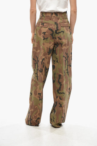 Stretch Cotton AXEL Mom Fit Pants with Camouflage Pattern