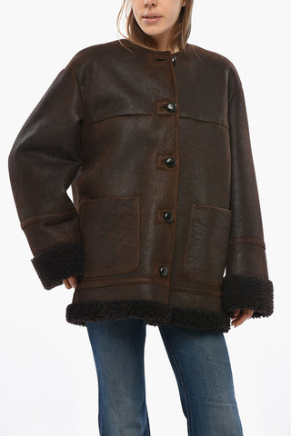 WEEKEND Shearling BORBONE Coat with Covered Buttons
