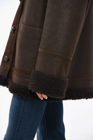 WEEKEND Shearling BORBONE Coat with Covered Buttons