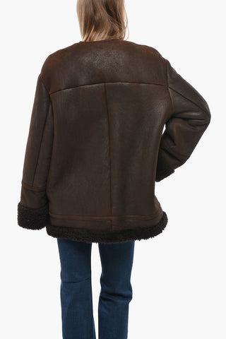 WEEKEND Shearling BORBONE Coat with Covered Buttons