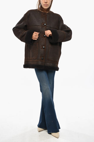 WEEKEND Shearling BORBONE Coat with Covered Buttons