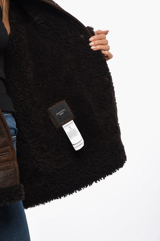WEEKEND Shearling BORBONE Coat with Covered Buttons