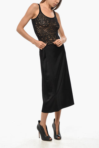 LA CASA Satin NOTTE Midi Skirt