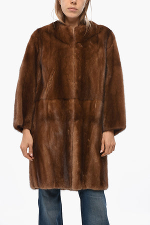 Mink Fur Coat with Welt Pockets