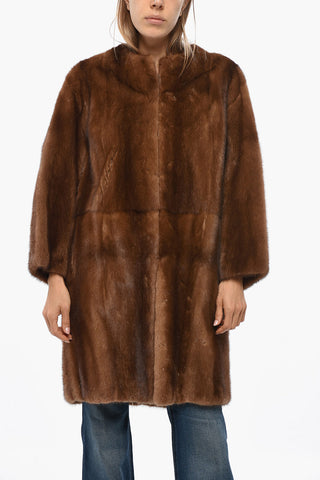 Mink Fur Coat with Welt Pockets