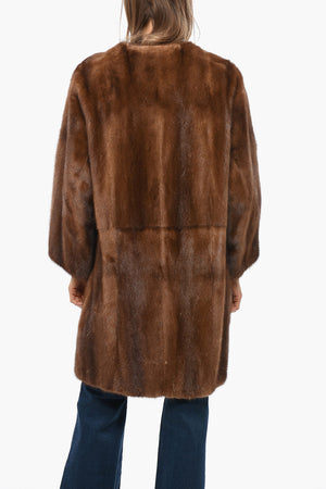 Mink Fur Coat with Welt Pockets