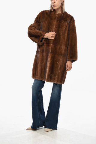 Mink Fur Coat with Welt Pockets