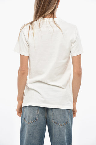 Crew Neck Cotton T-Shirt with Embroidered Logo