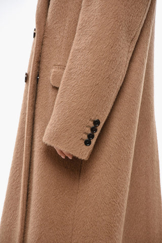 Double-breasted Camel Coat with Flap Pockets