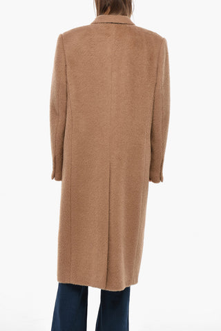 Double-breasted Camel Coat with Flap Pockets