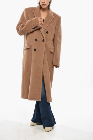 Double-breasted Camel Coat with Flap Pockets