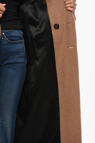Double-breasted Camel Coat with Flap Pockets
