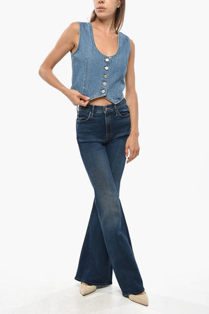 Top Gilet in Denim con Martingala Posteriore