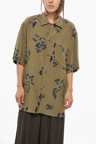 Kurzarmbluse aus Viskose mit Blumenmuster