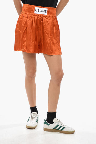 Satin Boxer Shorts with Logo Patch
