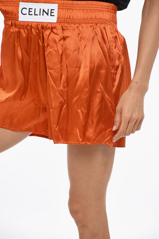 Satin Boxer Shorts with Logo Patch