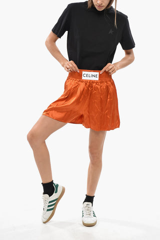 Satin Boxer Shorts with Logo Patch