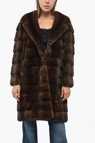 Mink Fur Coat with Notch Lapel