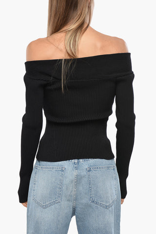 Ribbed Knitted Top with Sweetheart Neckline