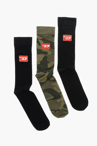 Set 3 Paia di Calzini SKM-RAYTHREEPACK-R In Cotone e Nylon con Monogram