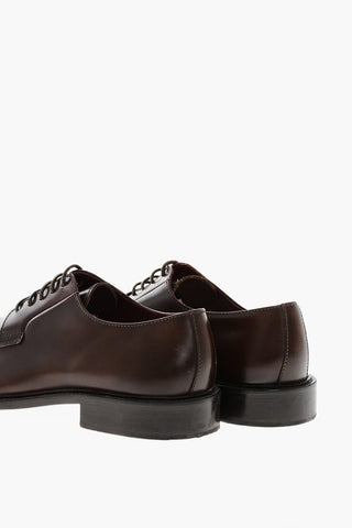 Solid Color Leather Derby Shoes with Cuir Sole