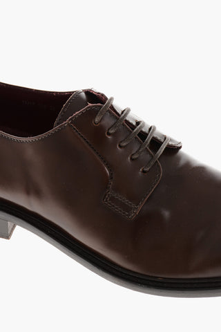 Solid Color Leather Derby Shoes with Cuir Sole